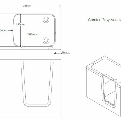 BatheEasy Comfort Walk In Easy Access Bath 1210mm x 650mm Walkin Baths